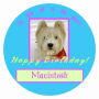 Circle Dog Birthday Label